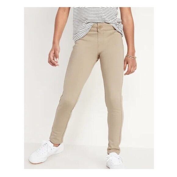 Old Navy Tan Uniform Girls' Adjustable Waist Ponte Knit Jeggings Pants Size 12 - Picture 1 of 8